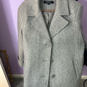 Kenneth Cole Gray Wool Blend Single-Breasted Coat